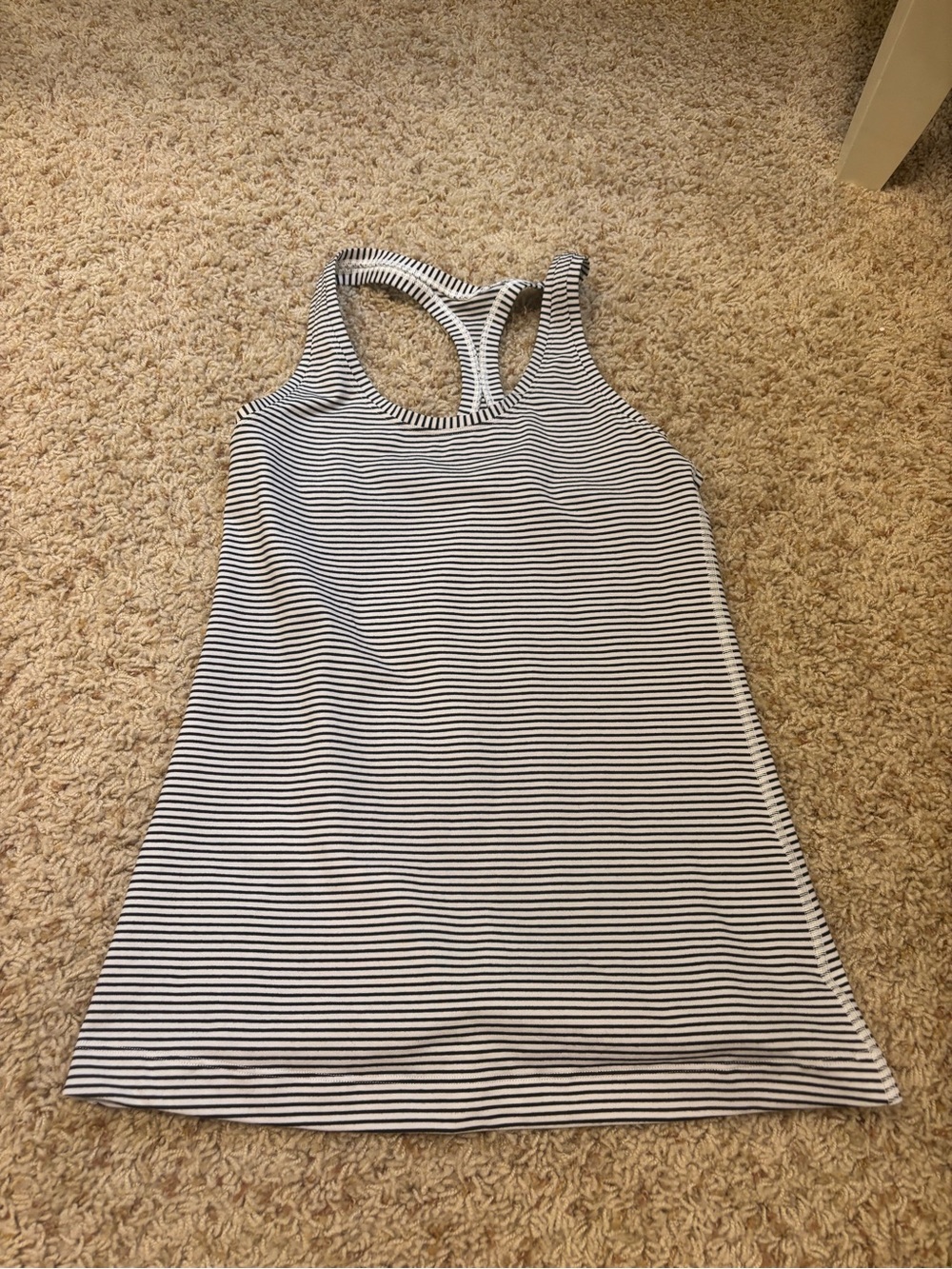 lululemon athletica Black & White Striped Racerback Tank
